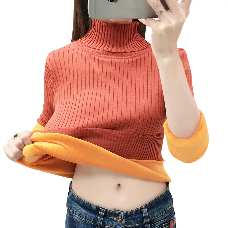 

Turtleneck Thick Sweaters Long Sleeve Solid Color Autumn Winter Female Fashion Casual Jumper Basic Soft Knitted Tops
