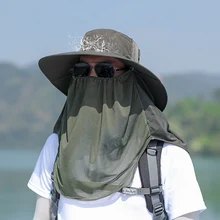 Открытый Рыбалка Пешие прогулки Солнцезащитная Ветрозащитная маска для лица ухо шеи рыбак ведро шляпа велоспорт с широкими полями