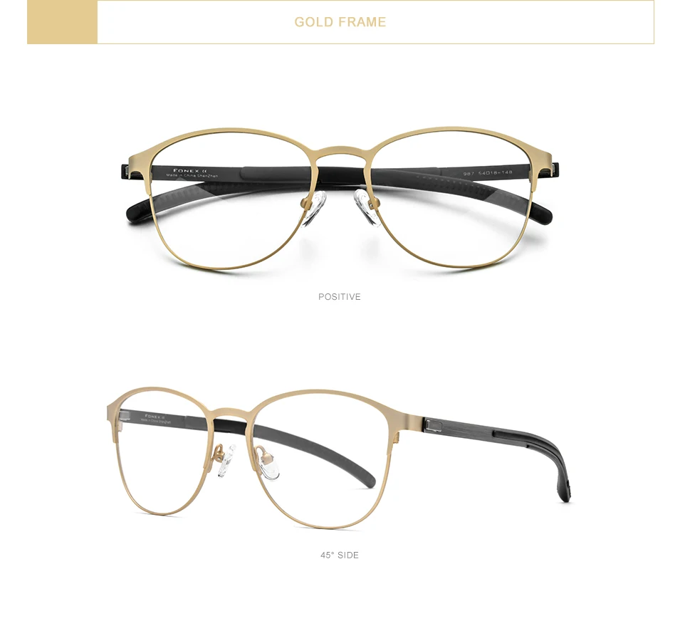 FONEX, оправа для оптических очков из силиконового сплава, мужские очки по рецепту, ретро, круглые очки для близорукости, женские металлические очки без винтов 987