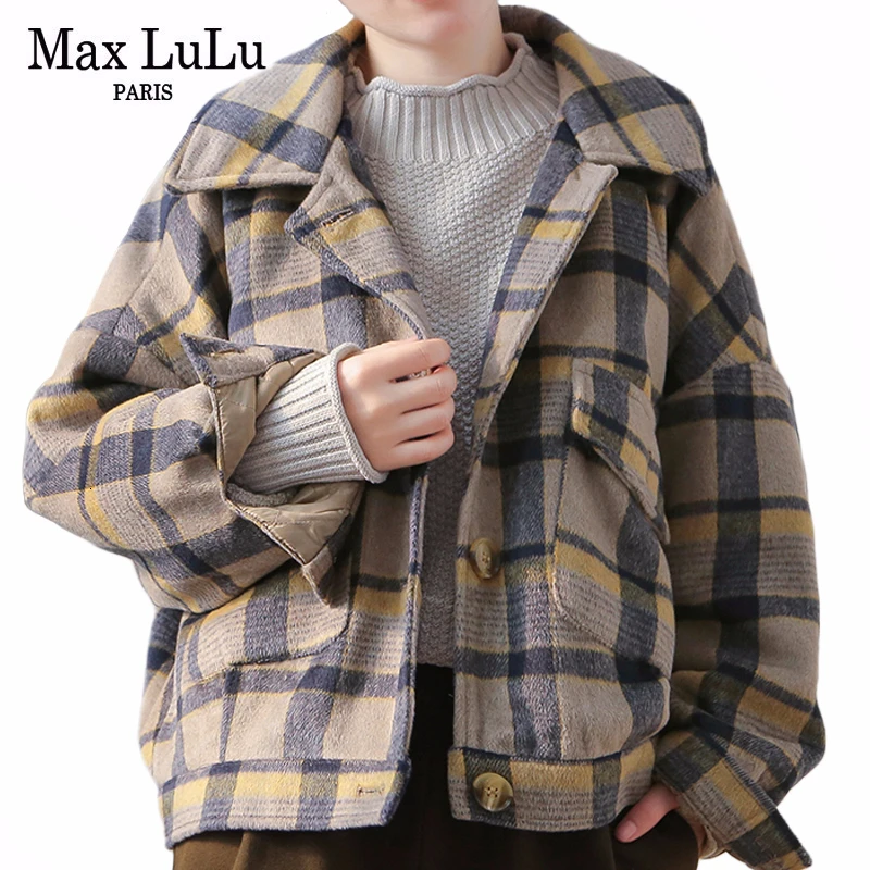 Max LuLu Winter Luxury Korean Ladies Punk Streetwear Women Woolen Oversized Jackets Thicken Padded Coats Casual Warm Parkas