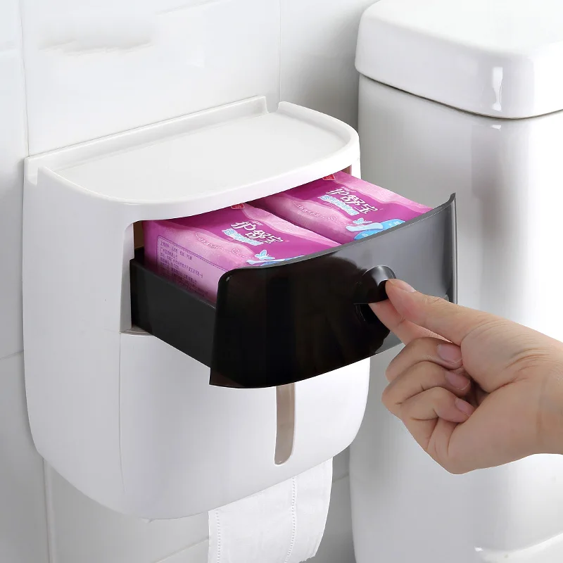DINIWELL Ванная комната Водонепроницаемый коробка для салфеток пластиковый держатель для туалетной бумаги настенный ящик для хранения двухслойный диспенсер для салфеток