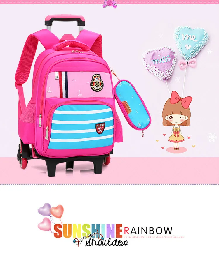Grils Children Trolley school Backpack School Bags Removable Wheeled Bags Nylon Orthopedic Backpacks for teenagers boys Mochila