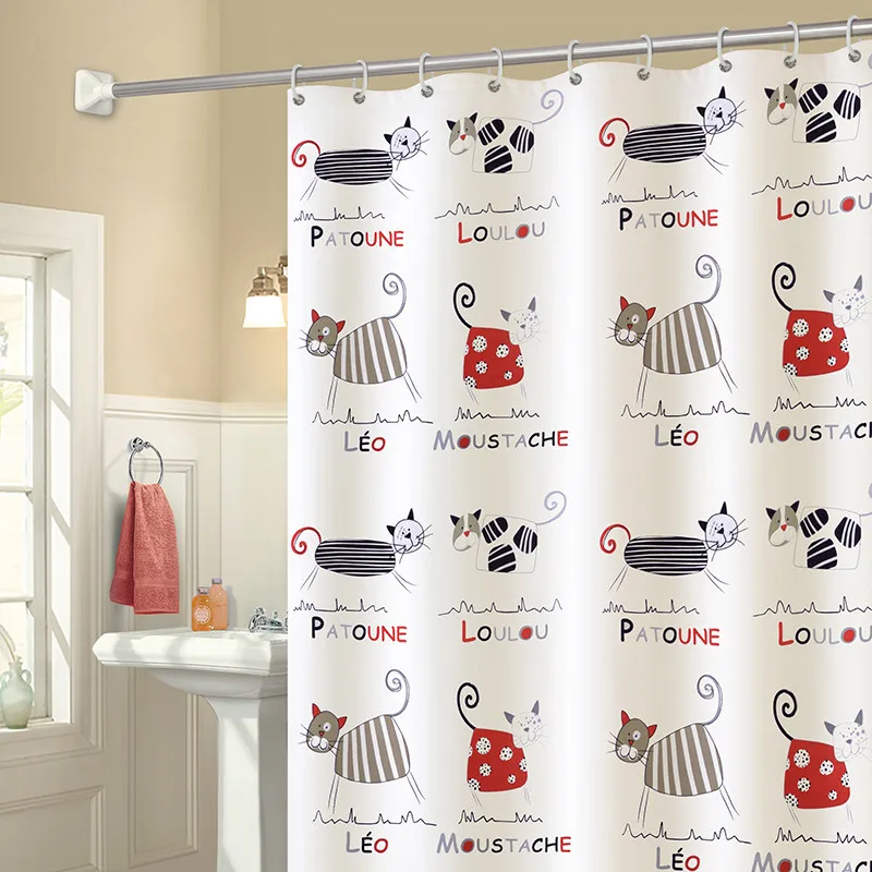 

Cartoon Cute Cat Waterproof Mildew Polyester Shower Curtain Toilet Partition Bath Curtain Elefant Bathroom with Hooks Home Decor