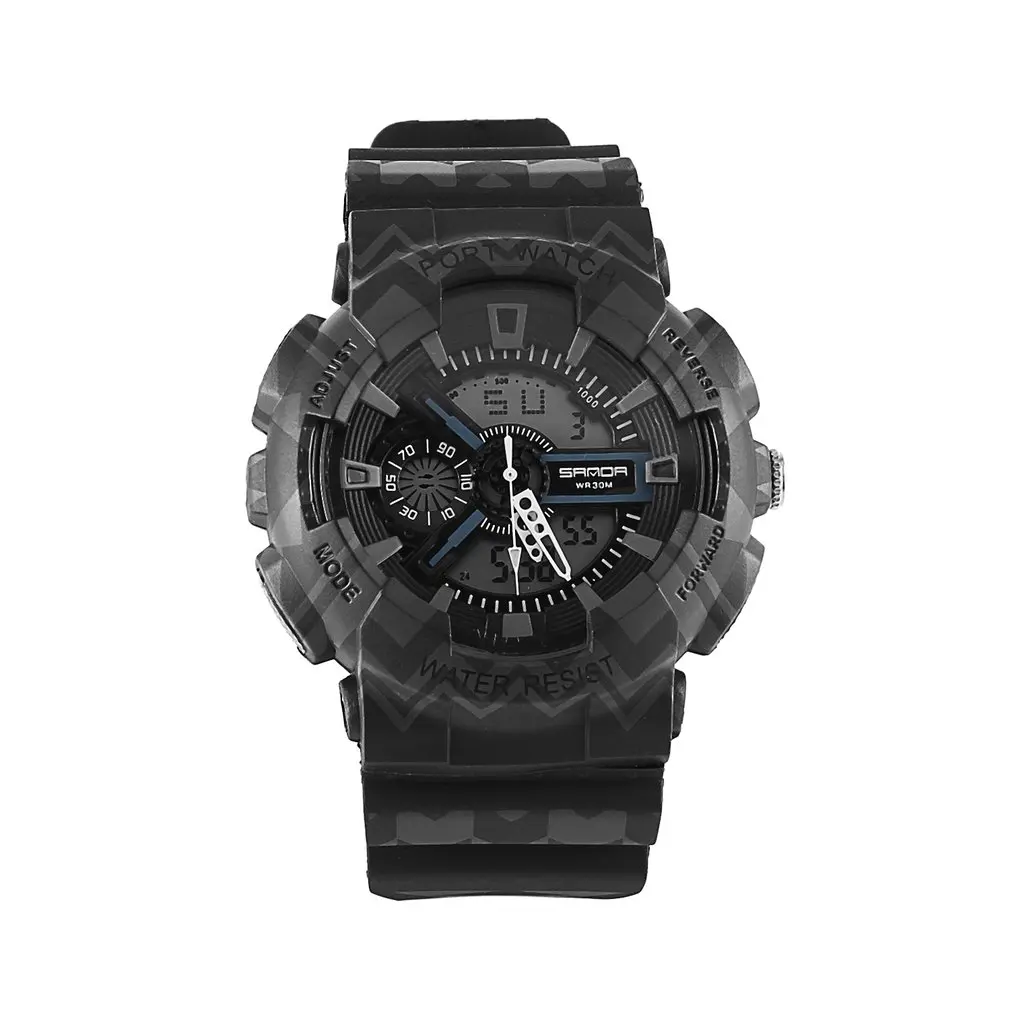 

Water Resistant 30M Fashion Sport Male Teenager Digital Watch Silicone Band 10 Digits LCD Display Backlight For GiftN
