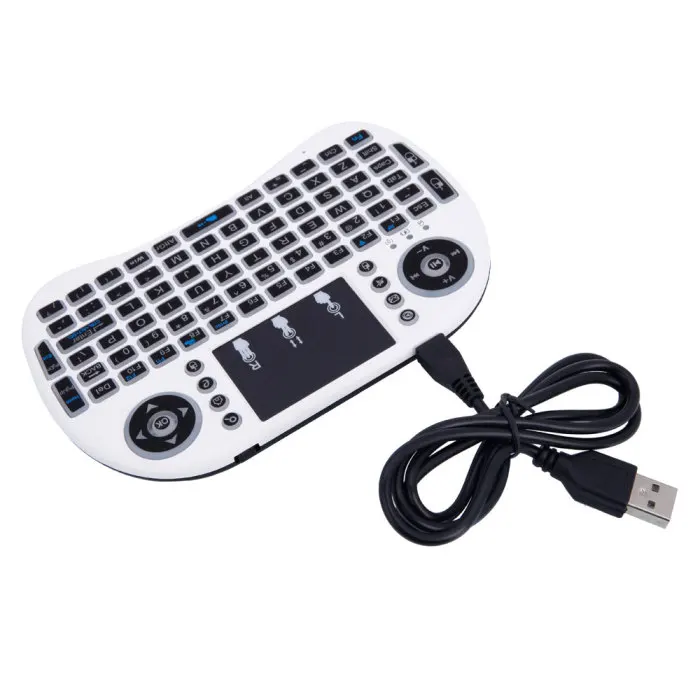 MINI i8 2.4GHz 3-color Backlight Wireless Keyboard with Touchpad White AS99