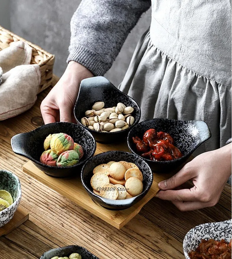 Японская керамическая посуда фруктовое блюдо деревянный поднос креативный керамический плед закуска конфеты блюдо/Соус приправа блюдо соленья блюдо