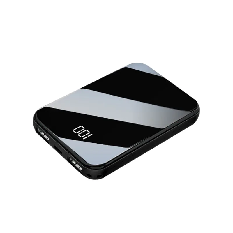 Mi ni power Bank, 10000 мА/ч, зарядное устройство, быстрое зарядное устройство, два порта usb, внешняя батарея, Poverbank, портативный, для iPhone 8, 11 X, Xiaomi mi, 8 - Цвет: Черный