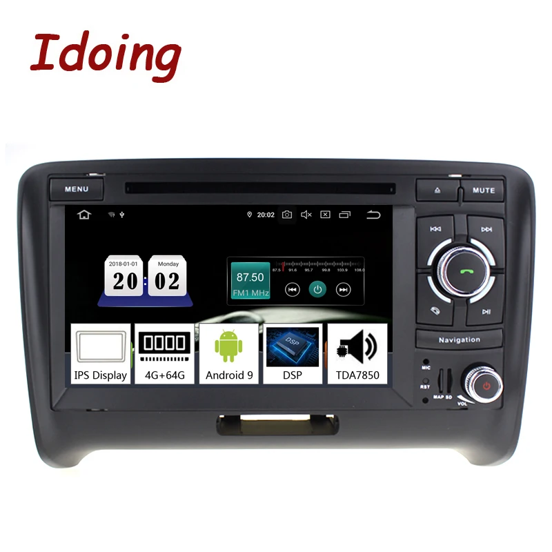 Perfect Idoing 7"2 din Andriod 9.0 Car Radio Video DVD Multimedia Player For Audi TT PX5 4G+64G Eight Core IPS screen GPS Navigation 1