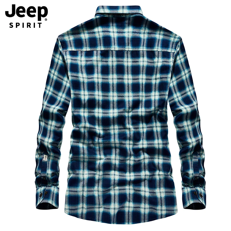 JEEP SPIRIT/известная брендовая мужская клетчатая рубашка, Повседневная хлопковая однобортная приталенная Мужская рубашка с длинными рукавами camisa masculina, рубашки