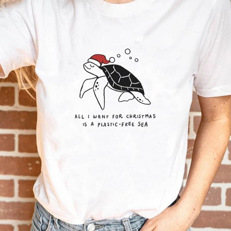 Все что я хочу на Рождество это безпластичная морская футболка женская уличная