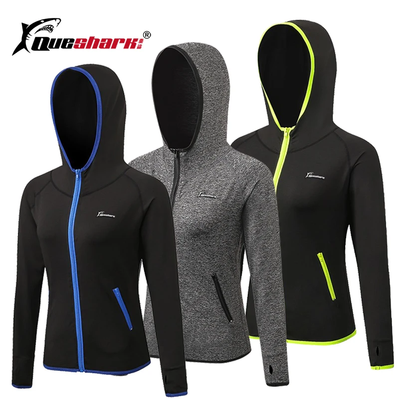 Clothing Hoodies Sport-Jacket Queshark Long-Sleeve Zipper Fitness Yoga Shirt Women