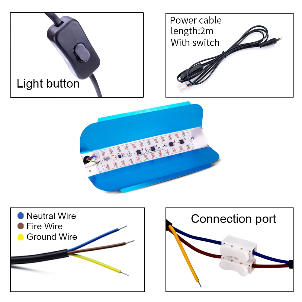 Светодиодный светильник полного спектра для выращивания растений 50 Вт 110 В/220 В