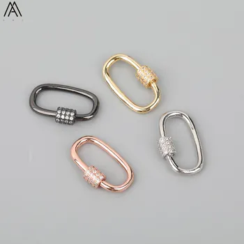 

5pcs/Lot 18X25mm CZ Micro Paved Oval Shape Screw Clasps Zirconia Paved Lock Carabiner Clasps Connector Jewelry DIY FH-240AMF.C