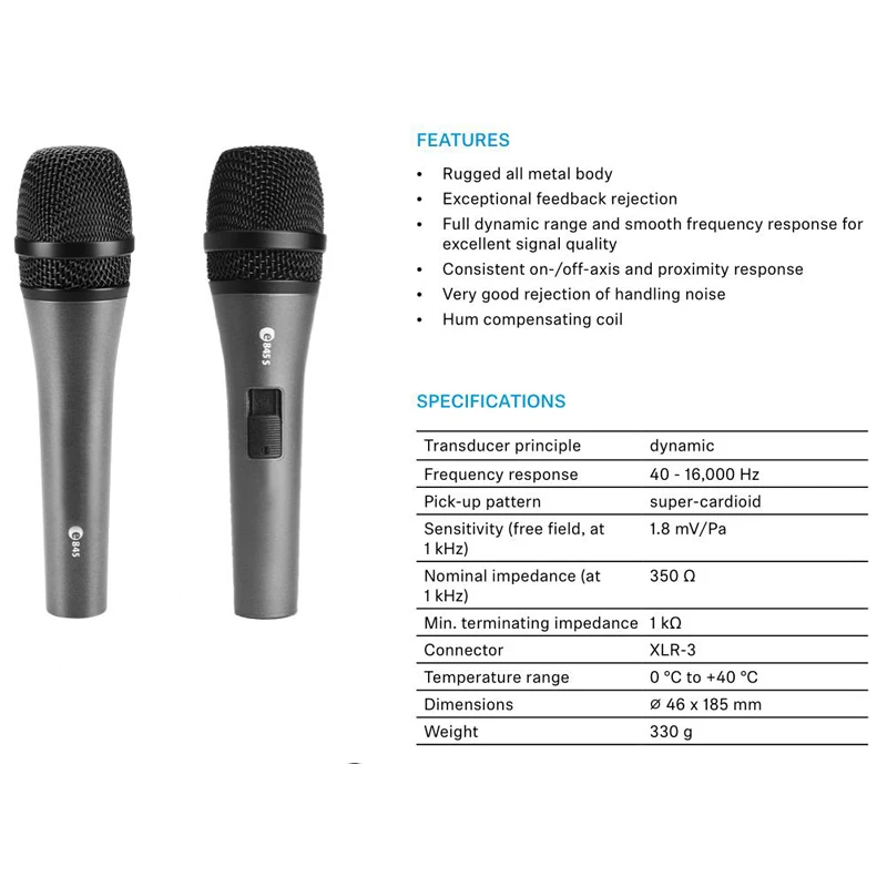 Grade A Quality E845 Professional Performance Dynamic Wired Microphone e835 microfone condensador For Live Vocals Karaoke gaming mic