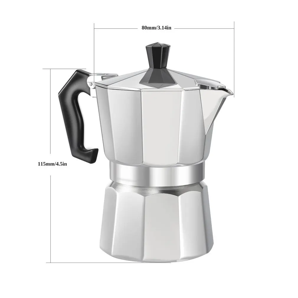 3cup/6cup алюминиевый 8-Angle Moka горшок эспрессо Плита Топ Кофеварка Moka чашка эспрессо Континентальный Moka Percolator горшок
