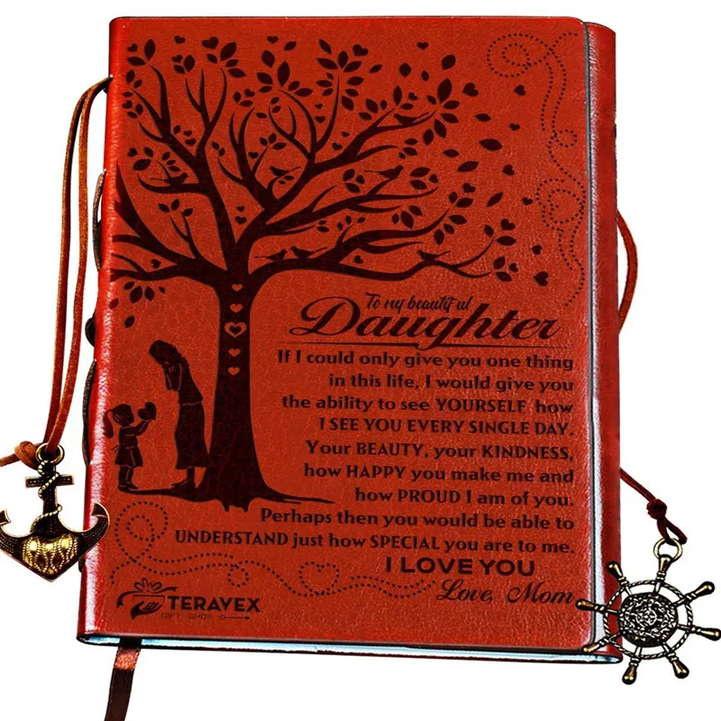 

Mom To Daughter Notebook Diary Notepad Vintage Pirate Anchors PU Leather Note Book Replaceable Stationery Gift Traveler Journal