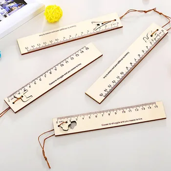 

Cute Kawaii Cartoon Animal Crown Pendant Wooden Ruler Tower Bookmark Creative Drawing Korean School Stationery Supplies Gift