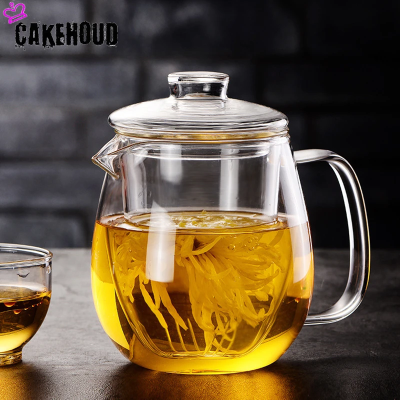 CAKEHOUD высококачественный термостойкий стеклянный чайник с фильтром для замачивания ручной высокотемпературный офисный чайник с цветами Набор чайников