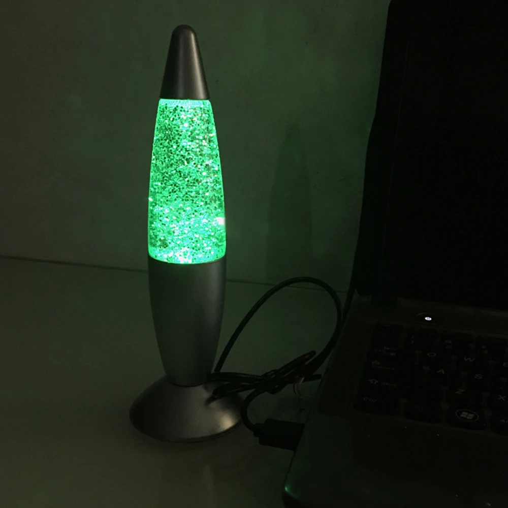 USB цветной Ночной светильник 3D ракета лава лампа RGB светодиодный блестящие вечерние Настроение Ночной светильник Рождественский подарок Ночной светильник