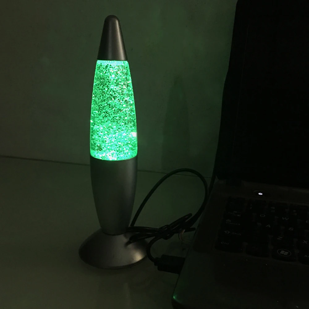 3d Rocket Multi Color Changing Lava Lamp Rgb Led Glitter Party Mood