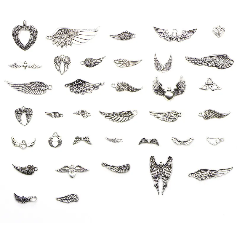 

36pcs/set Mix Wing Shape Metal decoration Crafts For Jewelry Making DIY Accessories Pendant Bracelet Sent at random