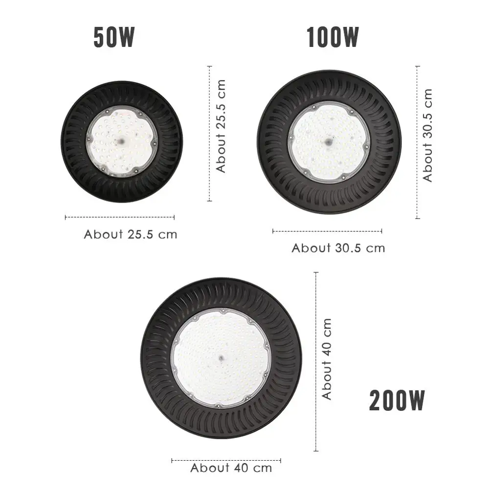 Светодиодный подвесной светильник типа High Bay светильник 50W 100W 200W НЛО промышленный светильник ing коммерческие гараж Рынок мастерской двор напольный светильник 220V 240V