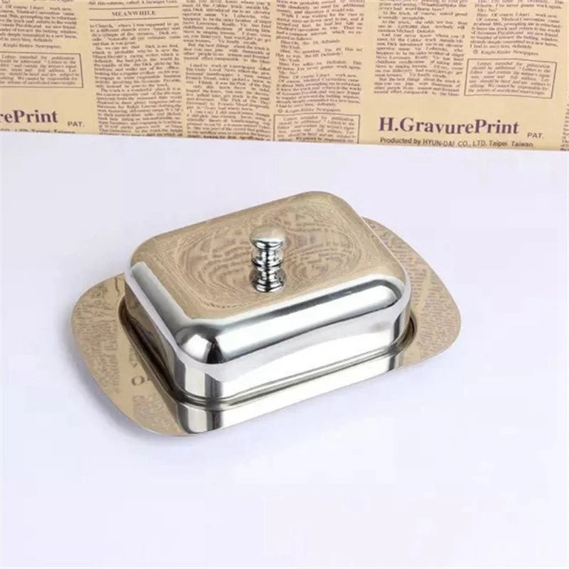 

Hot New Stainless Steel Butter Dish Box Container Cheese Server Storage Keeper Tray with Lid Kitchen Dinnerware