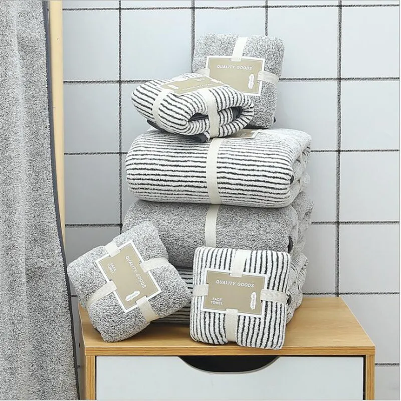 Bath Towels 70x140cm Bamboo Charcoal Coral Velvet Soft Absorbent For Adult Household Bathroom Sets