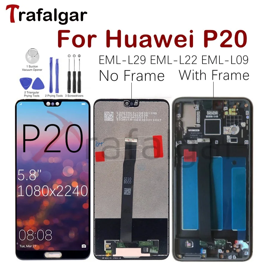 Для huawei P20 EML-L29 ЖК-дисплей Дисплей Сенсорный экран планшета EML-L22 EML-L09 EML-AL00 для huawei P20 Дисплей, с корпусом, запасные части