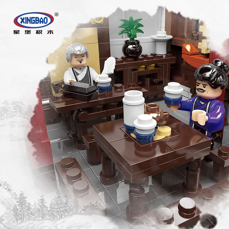 

XINGBAO Building Blocks Chinese Street Series Tea Xb-01021 Small Particles Educational Inserted Building Blocks
