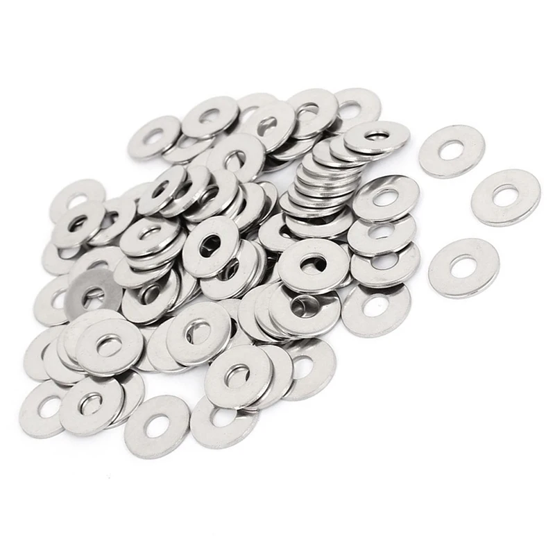 M6x18mmx1.5mm Stainless Steel Round Flat Washer for Bolt Screw 100Pcs