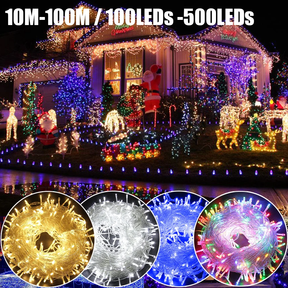 

Big Sale US Plug LED String Light 10M-100M 100-500 LEDS Waterproof Christmas Halloween String Garland LED String Light LED Bulbs
