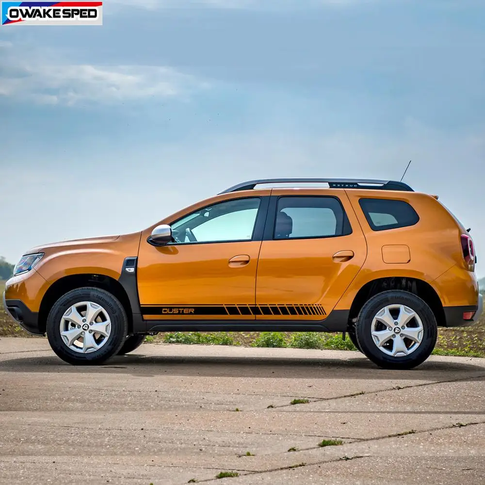 Для Dacia Renault Duster автомобиля дверь юбка стикеры обе стороны Авто кузова Декор Наклейка гонки латтики стиль спортивные полосы
