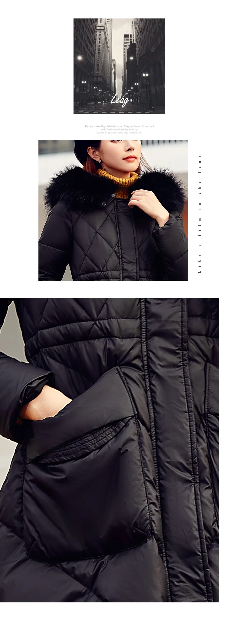 Winter New Style White Duck down Jacket Women's Korean-style Large Fur Collar deng long bai Mid-length Slim Fit Coat