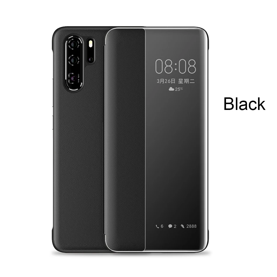Роскошный кожаный флип-чехол для huawei P30 P20 Lite Pro Honor 8x противоударный чехол для huawei mate 20 Pro 20 X Smart View чехол - Цвет: black