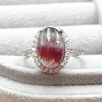 

Natural Canada Auralite 23 Cacoxenite Adjustable Ring 11x8mm Purple Red Oval 925 Sterling Silver AAAAAA