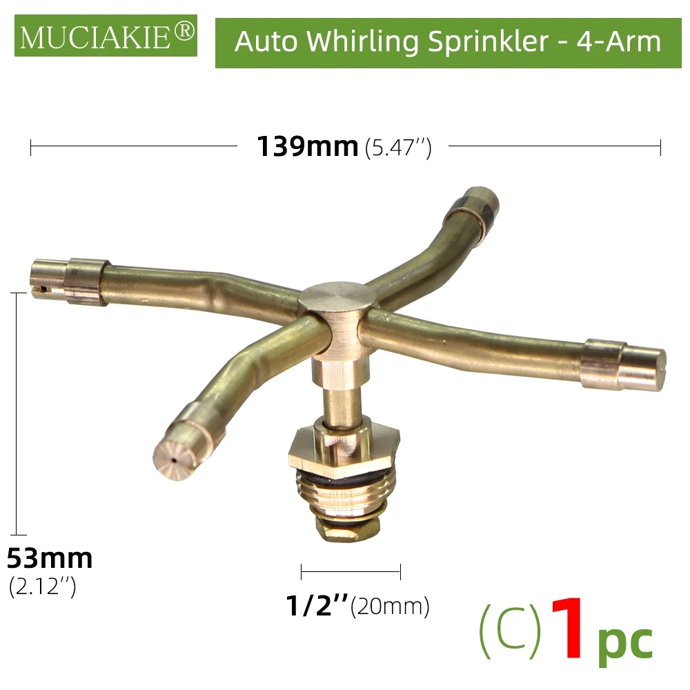 Brass Sprayer Whirling Sprinkler 360° Full Circle Pattern 1PC 2/3/4 Arm Fog Nozzle Wide Scope Of Coverage Landscaping Garden 