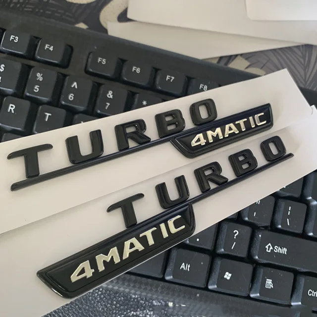 Автомобильный Стайлинг Turbo Supercharge значок на крыло Стикеры- шрифт плоские буквы Эмблема для Mercedes Benz TURBO 4matic+ красный плюс - Цвет: black without plus