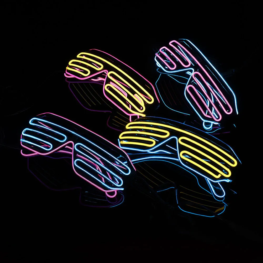 Неоновые вечерние очки EL Wire неоновые светодиодные очки бокалы с подсветкой Rave костюм вечерние диджей солнцезащитные очки декор для вечеринки в честь Дня Рождения