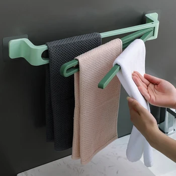 

ABS Cute Towel Rack Wall Mounted Folding Bar Bathroom Kitchen Rotatable Washcloth Hanger Durable High Quality Rag Holder