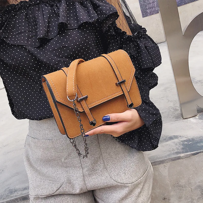 

Autumn And Winter New Style Dull Polish Stereo Square Sling Bag Belt Decoration Magnetic Snap Shoulder Cross-body WOMEN'S Bag
