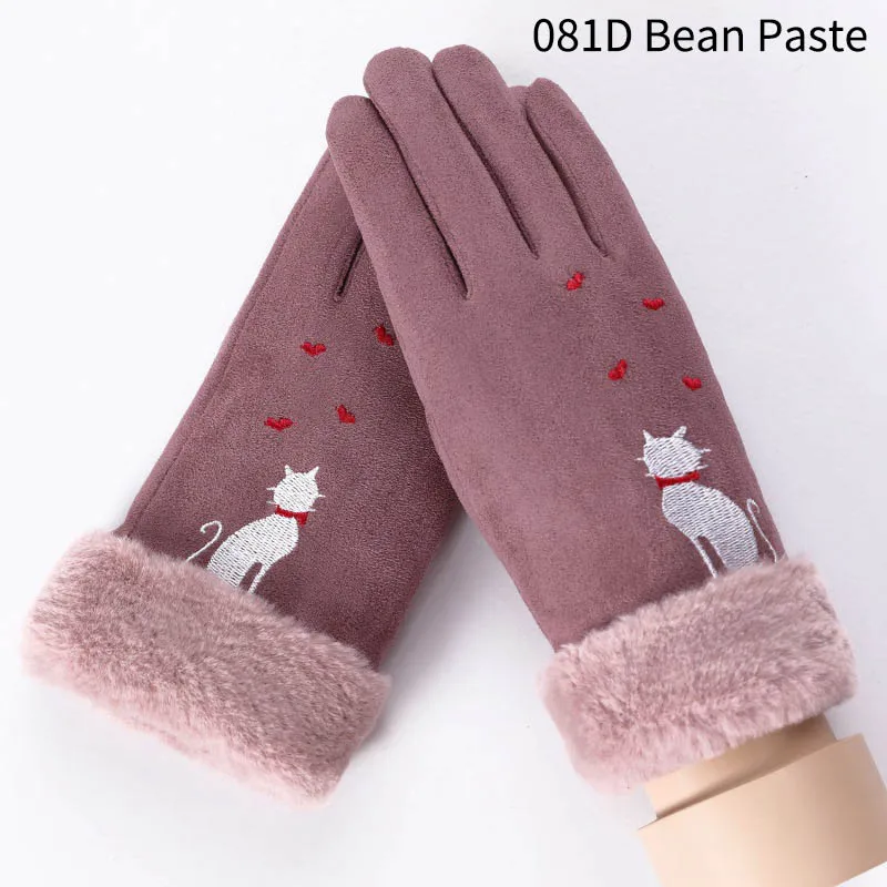081D Bean Paste Мода Уход за кожей лица щит шарф на открытом воздухе ветрозащитная двухслойная кашемировые женские только многоцелевой Зимние перчатки Утепленная одежда перчатки - Цвет: 081D Bean Paste