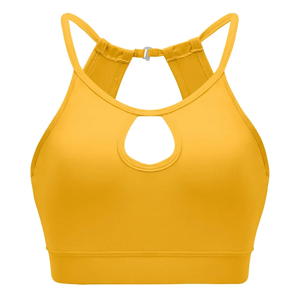 LOOZYKIT однотонные бюстгальтеры для йоги Новогодние декоративные шарики Топы для женщин сексуальные полые жилеты для бега Спортивная тренировочная Повседневный бюстгальтер бесшовные - Цвет: Цвет: желтый
