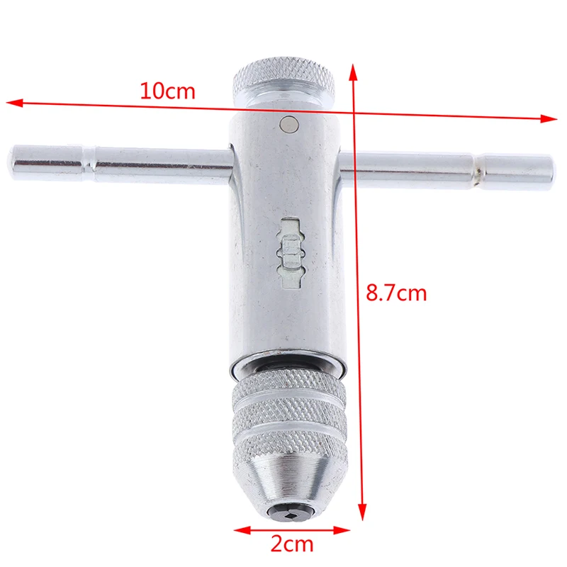

Adjustable 3-8mm T-Handle Ratchet Tap Wrench with M3-M8 Machine Screw Thread Metric Plug Tap Machinist Tool