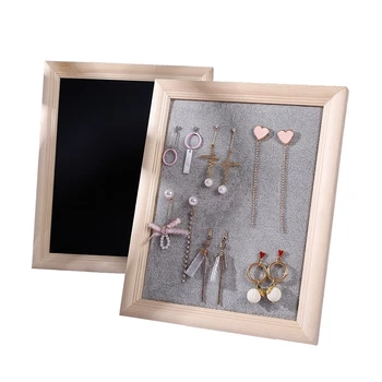 

Flannelette Solid Wood Photo Frame Jewelry Display Rack Earrings Show Stand Earrings Display Rack Organizer