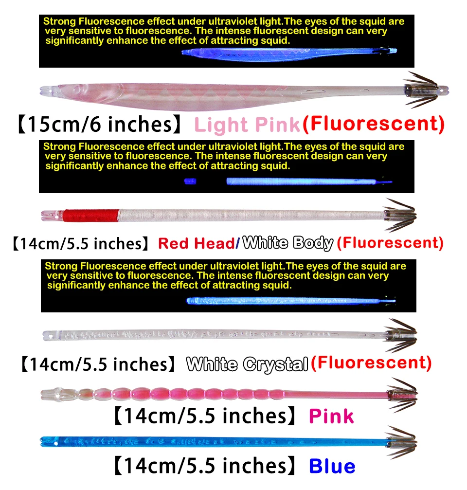 MORI Squid Jigs SEt Hooks SET SABIKI 15cm& 14cm Japan Lure Bait Suttee Wood Shrimp Squid Catchers Squid Slayer Fluorescent