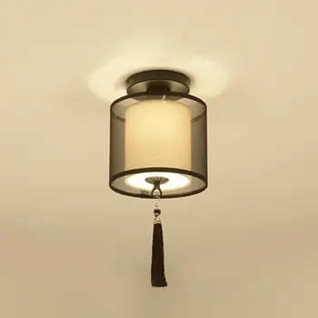 

Traditional Chinese Led Ceiling Light Lamp Hallway Bedroom Living Room Hotel Decorative Lights Fabric Lampshade Ceiling Lamp