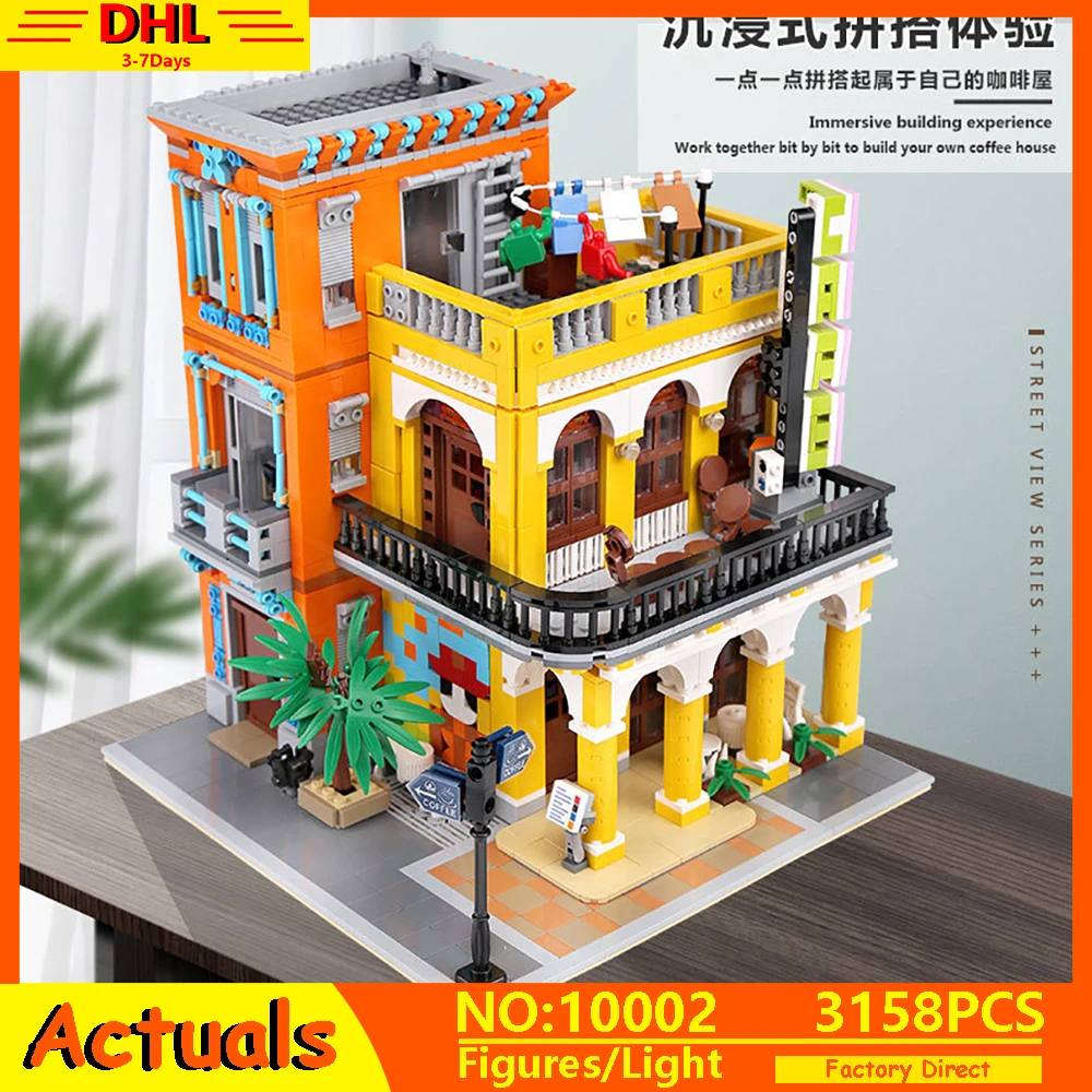 

MOC City Street View Series The Brickstive Havana Cafe Corner Modular Model Building Blocks Bricks Compatible 10190 Toys Gifts