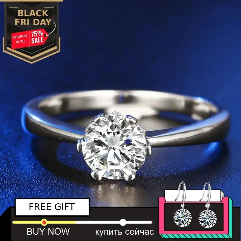 

Oh My God So beautiful NOT FAKE Round Cut S925 Sterling Silver Ring SONA Diamond solitaire Fine Ring Unique Wedding Engagement