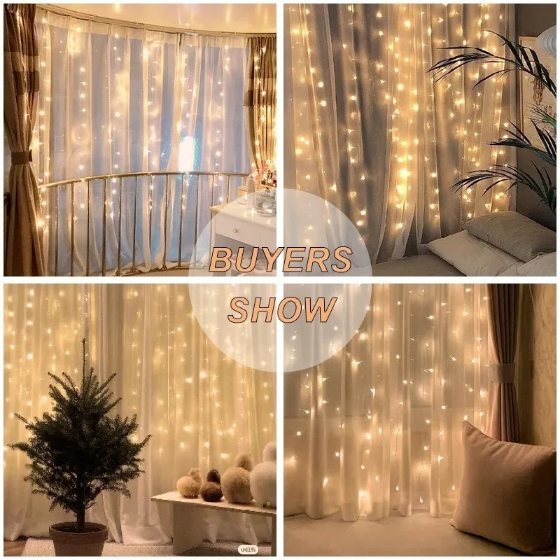 Festoon LED Curtains Waterfall Fairy Light USB Garland String Lights